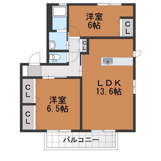 MASTTOWN松岡III N(2LDK/2階)の間取り写真