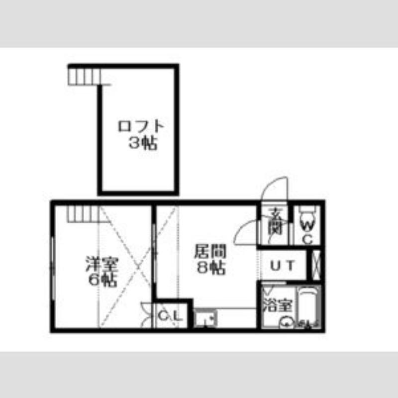 スカイブルーK(1DK/2階)の間取り写真