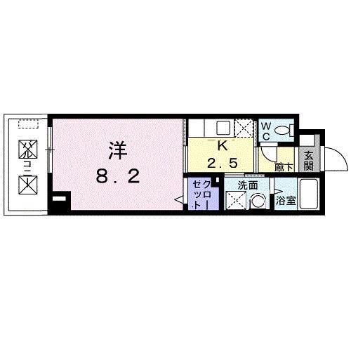 ローズガーデン(1K/6階)の間取り写真