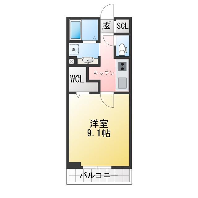 GRAND D-ROOM高宮中(1K/3階)の間取り写真