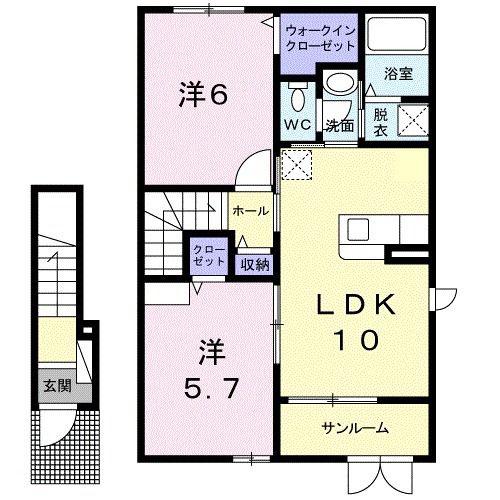 ダンディライオン(2LDK/2階)の間取り写真