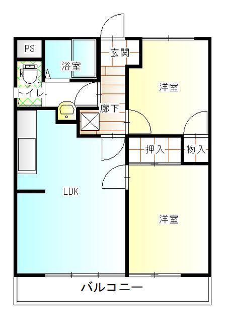 青木ビル(2LDK/3階)の間取り写真