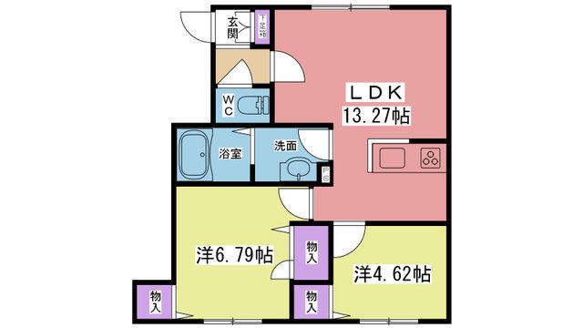 ヴィフレーヴ(2LDK/1階)の間取り写真