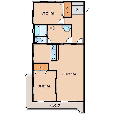 パステル12(2LDK/7階)の間取り写真