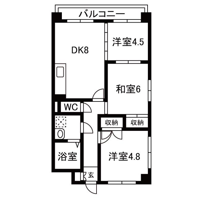 ベルデガーデン(3DK/1階)の間取り写真