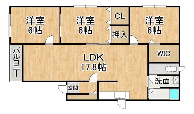 コンフィデンスI(3LDK/2階)の間取り写真