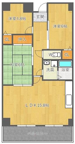 千里オークプライズ(3LDK/4階)の間取り写真