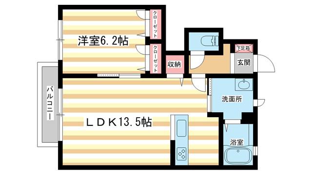グラヴィスB(1LDK/1階)の間取り写真