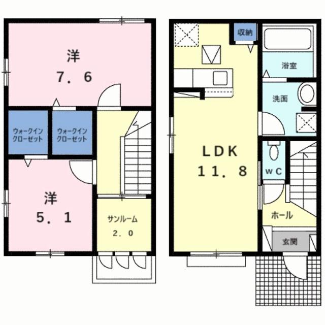 メゾンヨシマツV(2LDK/1階)の間取り写真