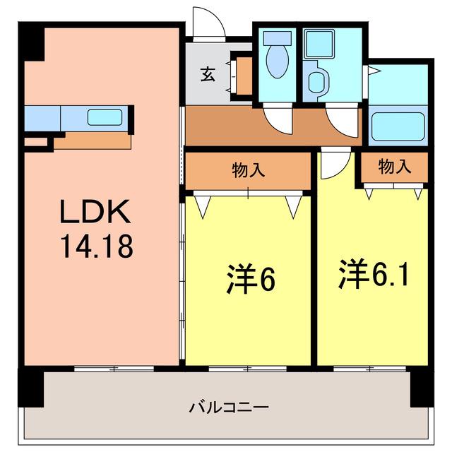OAZO-N(2LDK/4階)の間取り写真