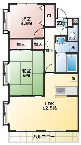 サンパティック・パル(2LDK/3階)の間取り写真