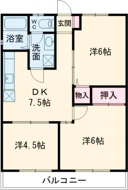 ハイツコスモ(3DK/3階)の間取り写真