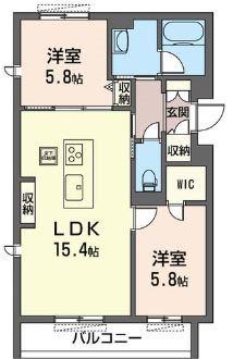 グランソレイユ(2LDK/1階)の間取り写真