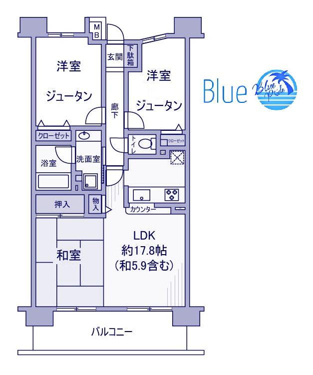 レックス川崎ピラーズコート(2LDK/9階)の間取り写真