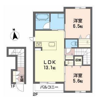 シャーメゾンプレマII(2LDK/2階)の間取り写真