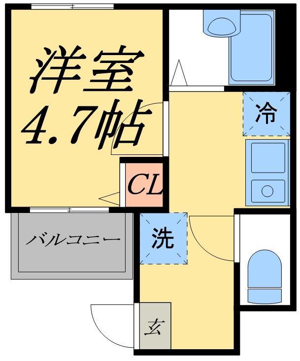 MELDIA東堀切(1SK/1階)の間取り写真