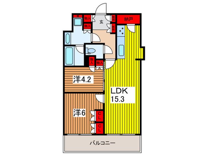 URAWA THE TOWER(2LDK/7階)の間取り写真