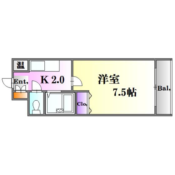 メゾンK(1K/2階)の間取り写真
