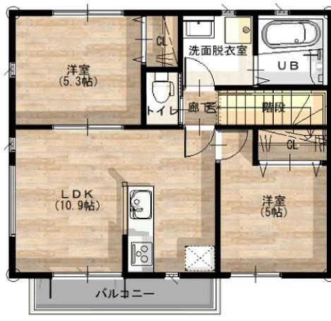 野口町水足PJ(2LDK/2階)の間取り写真