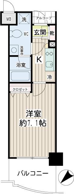 エクセル東神奈川(1K/10階)の間取り写真