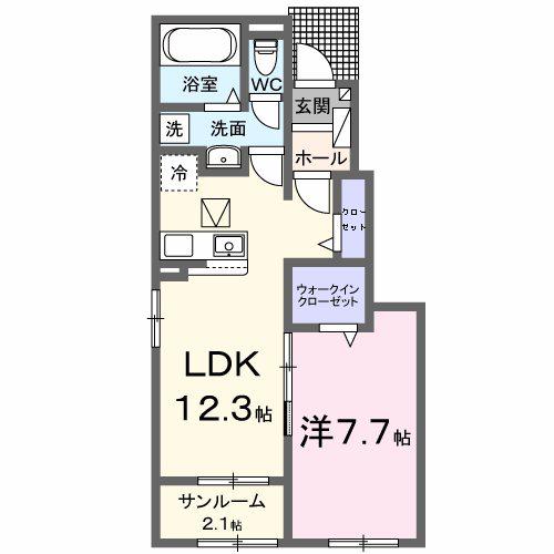 JR常磐線 大甕駅 徒歩32分 2階建 築3年(1LDK/1階)の間取り写真