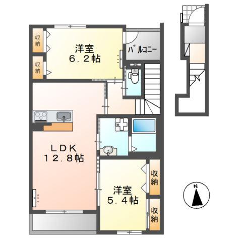GALAすみよし(2LDK/2階)の間取り写真