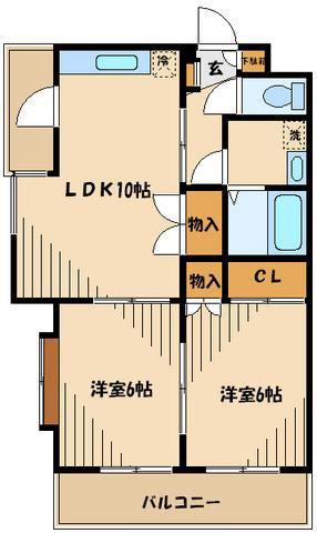 フォンティーン24(2LDK/3階)の間取り写真