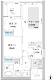 ガーデニエール砧 ウエスト 9階(2LDK/9階)の間取り写真