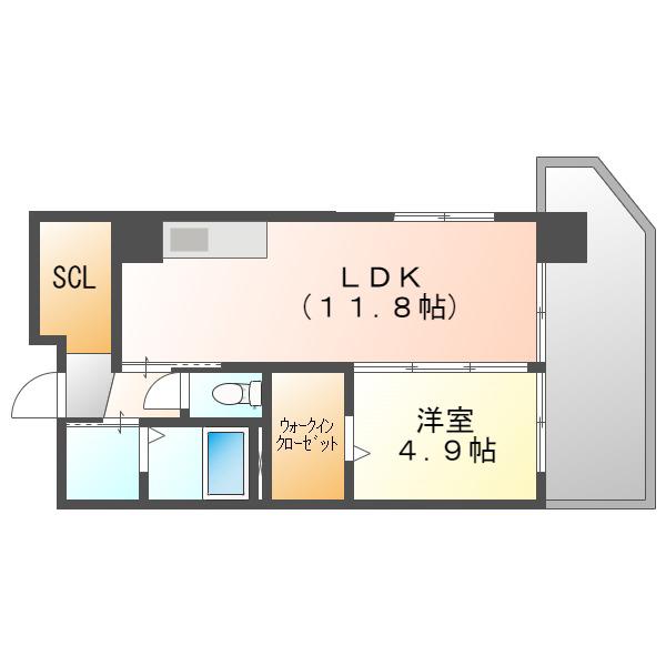 ハアラン国体町(1LDK/6階)の間取り写真