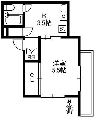ルデンス西麻布(1K/2階)の間取り写真