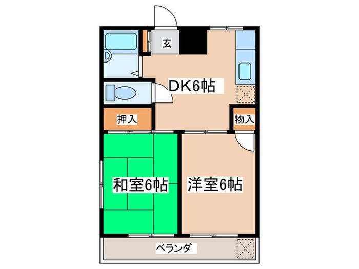 サンライズシテイ(2DK/2階)の間取り写真