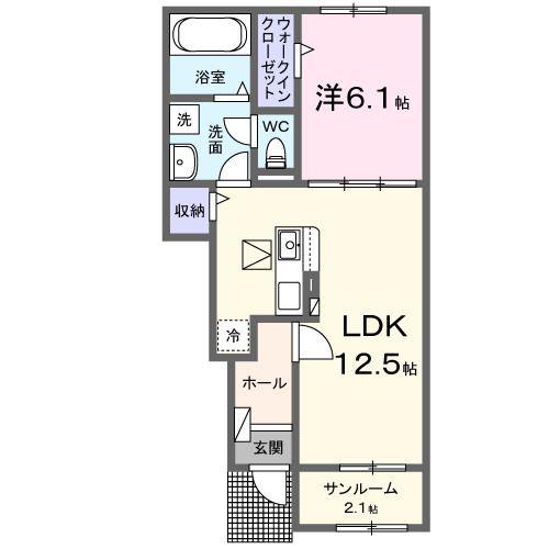 プリンセス ヒルズ(1LDK/1階)の間取り写真