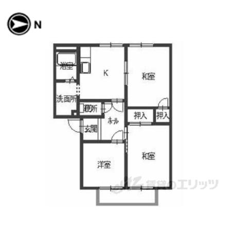 ディアスA・B(3K/1階)の間取り写真