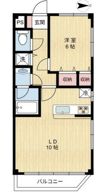 ウエストK(1LDK/2階)の間取り写真