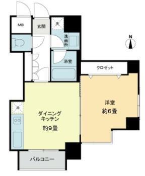 ベルファース市ヶ谷(1DK/11階)の間取り写真