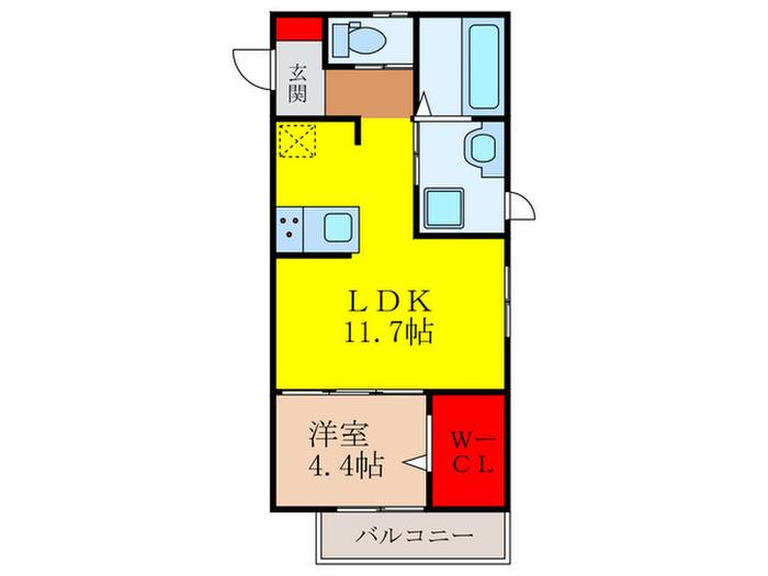 ベルメゾン池田(1LDK/3階)の間取り写真
