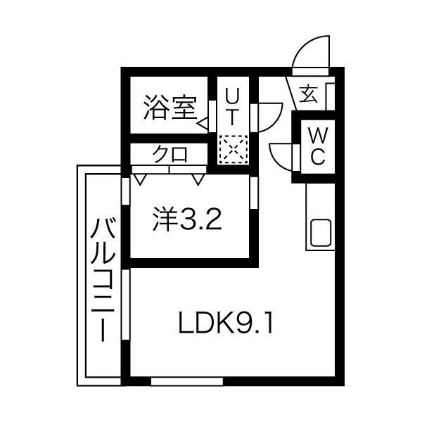 BELLE ROSE大江 イースト(1LDK/2階)の間取り写真