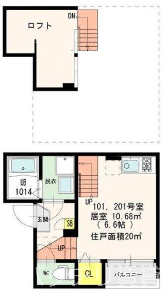 CREA(ワンルーム/2階)の間取り写真