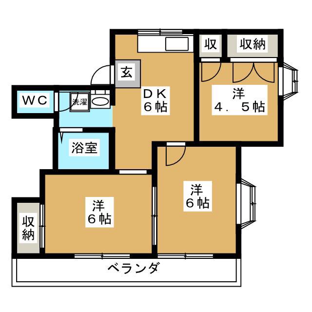 ルクスリーランYU(3DK/2階)の間取り写真