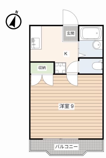 CLEO・津高(1K/2階)の間取り写真