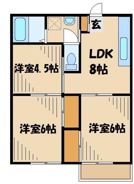 大木ハイツB(3LDK/1階)の間取り写真