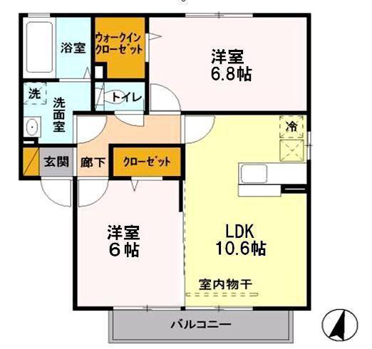 アクシスふじみ野III(2LDK/1階)の間取り写真