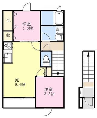 グレイスK(2DK/2階)の間取り写真