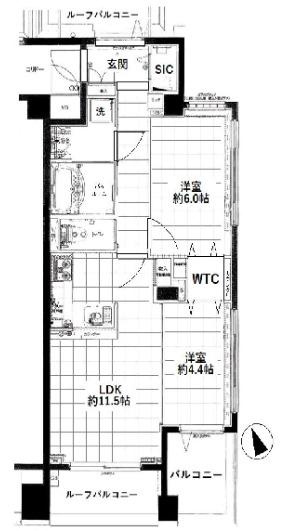 グランベル日暮里アスリア(2LDK/5階)の間取り写真