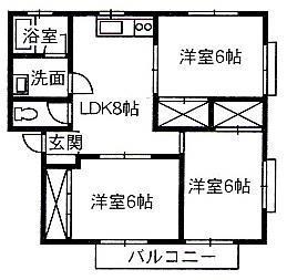 ファミーユ新涯(3DK/1階)の間取り写真