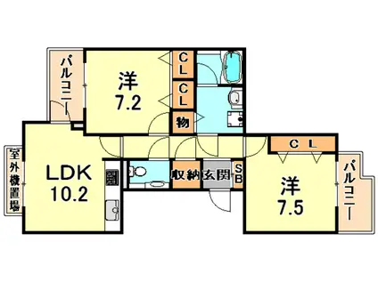 シュネルパーク・レジデンス(2LDK/1階)の間取り写真