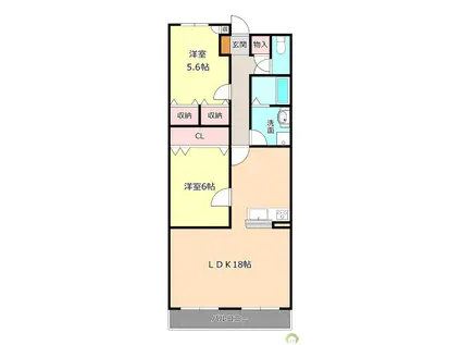 バロンズコート(2LDK/2階)の間取り写真