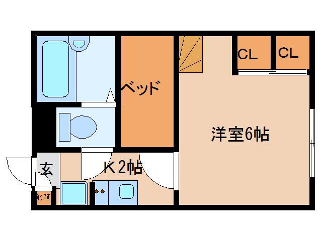 レオパレスあやめ池疋田(1K/1階)の間取り写真