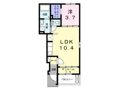 ラピスII(1LDK/1階)の間取り写真