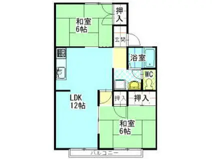 パレーシャルくさのB(2LDK/2階)の間取り写真